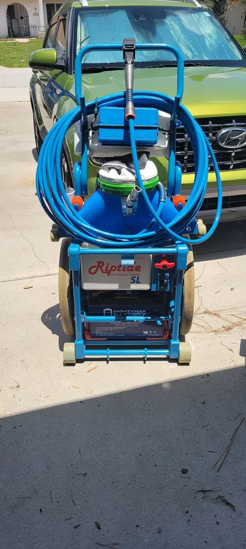 Knockout pool service cart with hose, vacuum and test kit