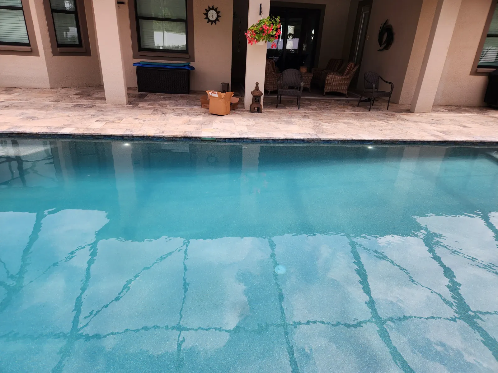 Pool with new LED lights in the wall at a Spring Hill home